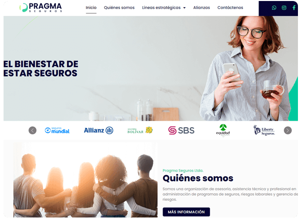 Página Web Seguros Pragma - Medellin